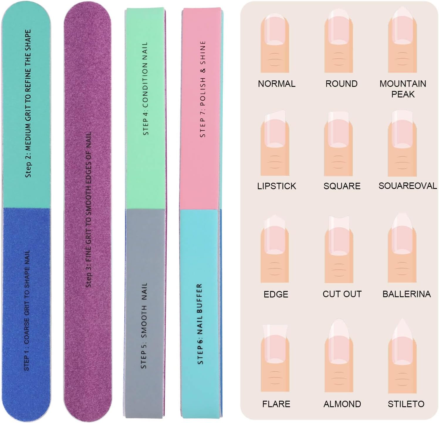1/5Pcs Nail File Seven Sided P - đánh giá và giá Nail File Titanium